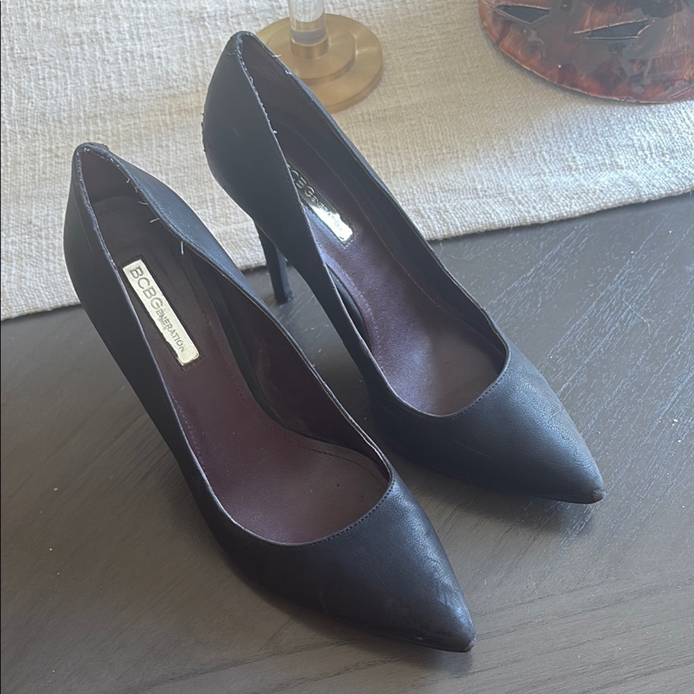 BCBG Black Matte Leather Pumps